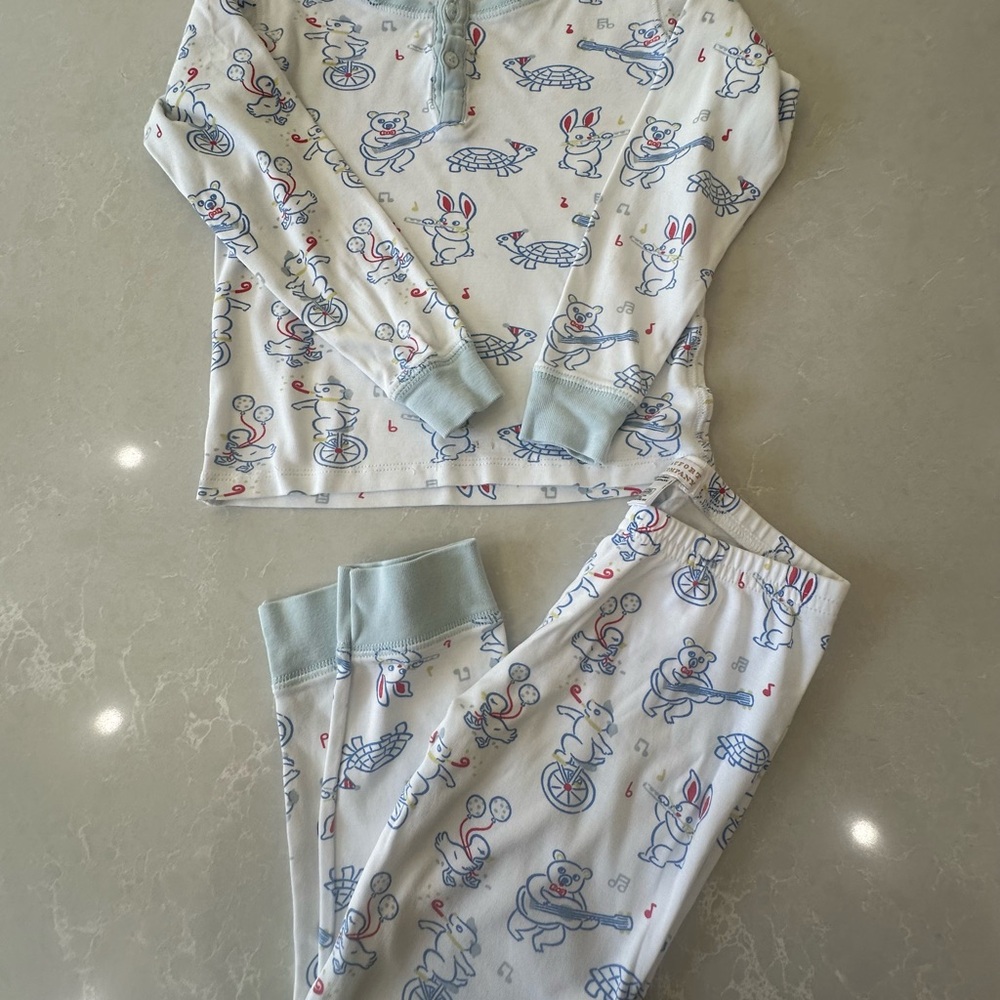 The Beaufort Bonnet Company Kids Pajamas - Cream and Blue